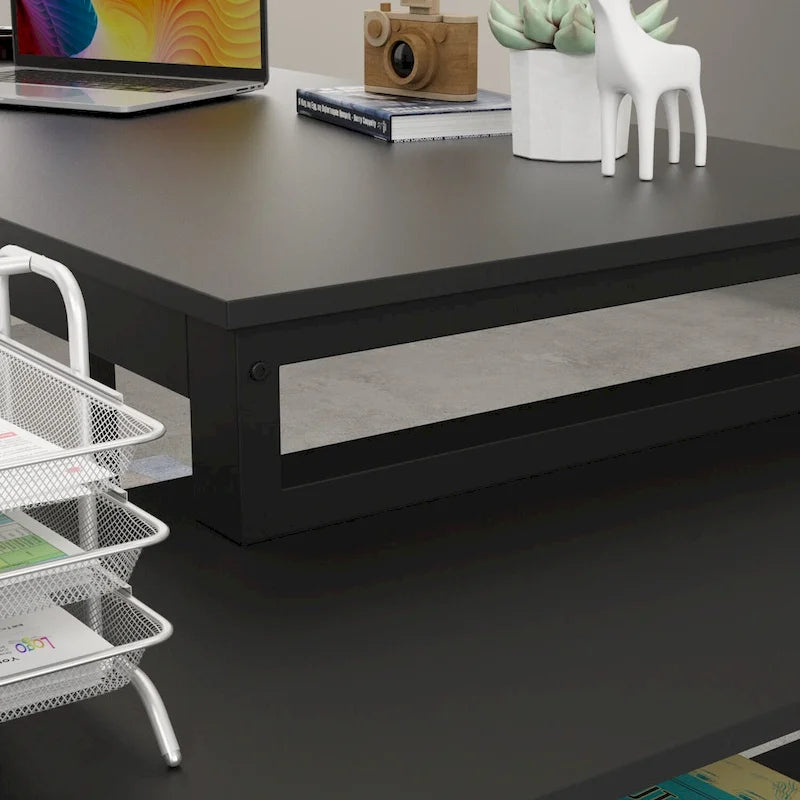 Bureau d'ordinateur d'angle en L de 55 pouces (avec tiroirs)