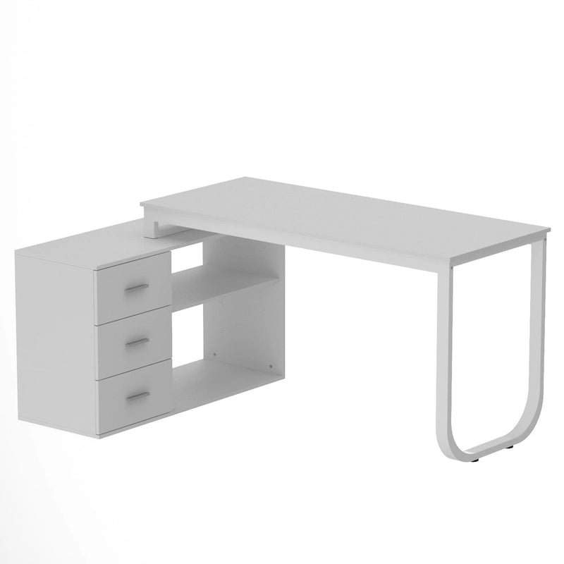 Bureau d'ordinateur d'angle en L de 55 pouces (avec tiroirs)