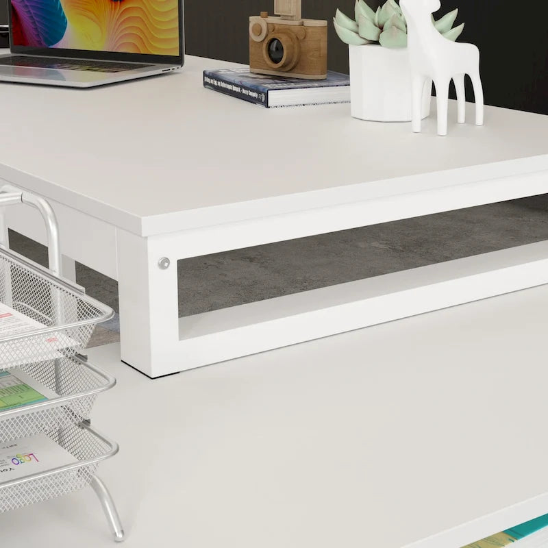 Bureau d'ordinateur d'angle en L de 55 pouces (avec tiroirs)