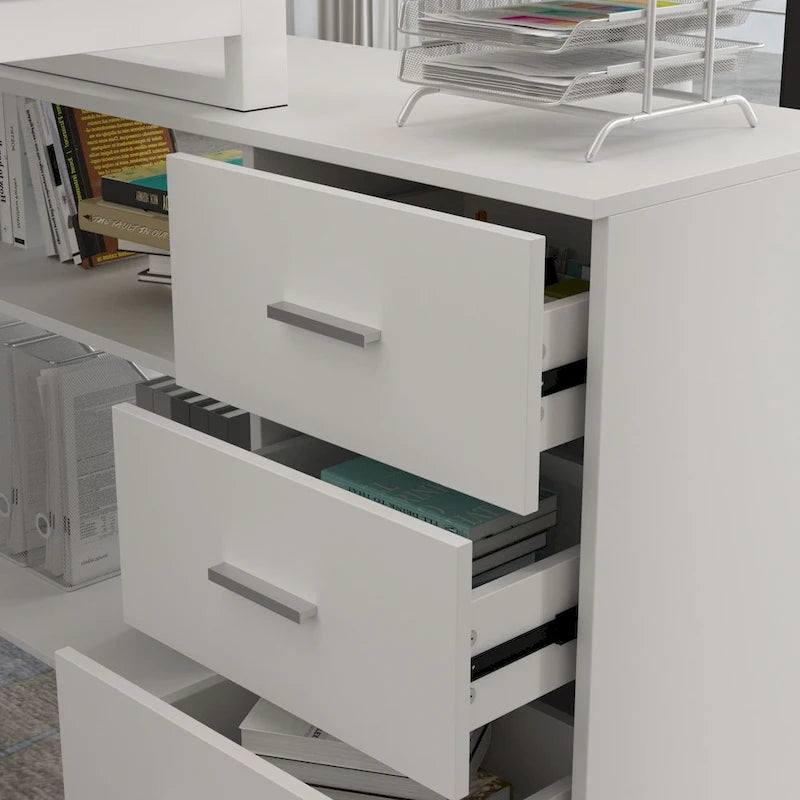 Bureau d'ordinateur d'angle en L de 55 pouces (avec tiroirs)