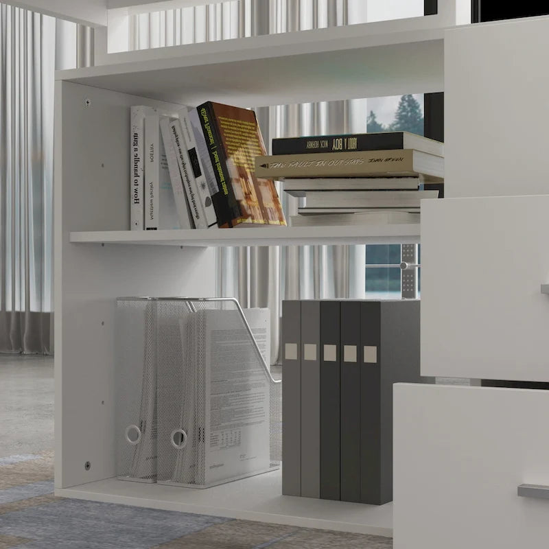 Bureau d'ordinateur d'angle en L de 55 pouces (avec tiroirs)