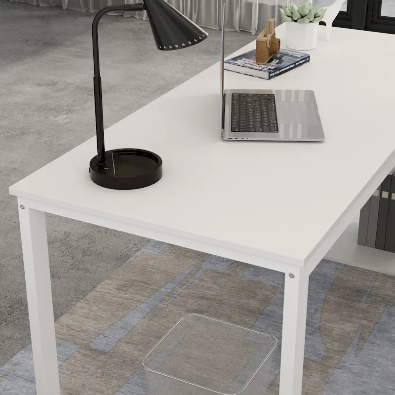 Bureau d'ordinateur d'angle en L de 55 pouces (avec tiroirs)