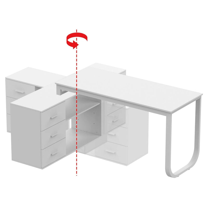 Bureau d'ordinateur d'angle en L de 55 pouces (avec tiroirs)