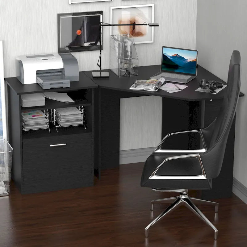 Bureau informatique avec meuble pour imprimante