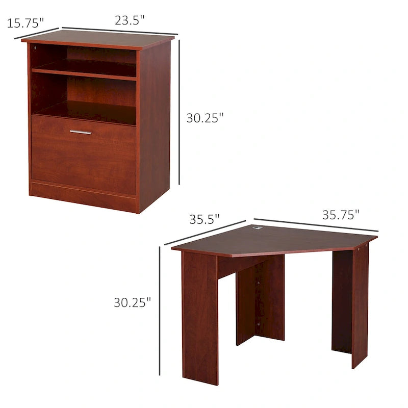 Bureau informatique avec meuble pour imprimante
