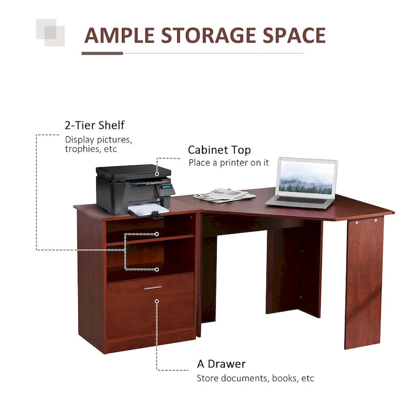 Bureau informatique avec meuble pour imprimante