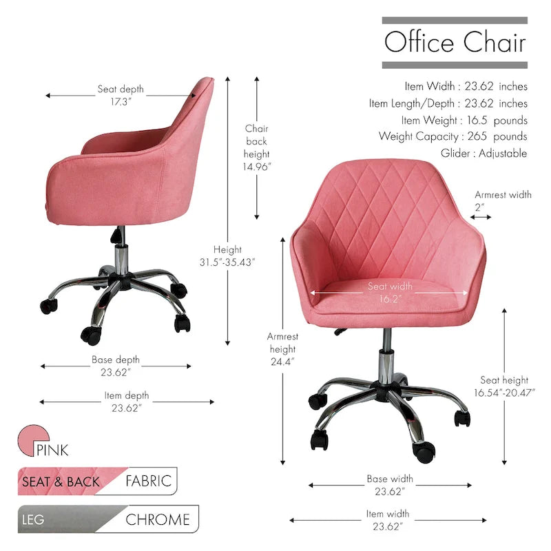 Bureau et chaises de bureau à domicile, recouverts de tissu, avec roulettes
