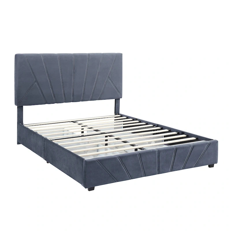 Lit de rangement capitonné à quatre tiroirs