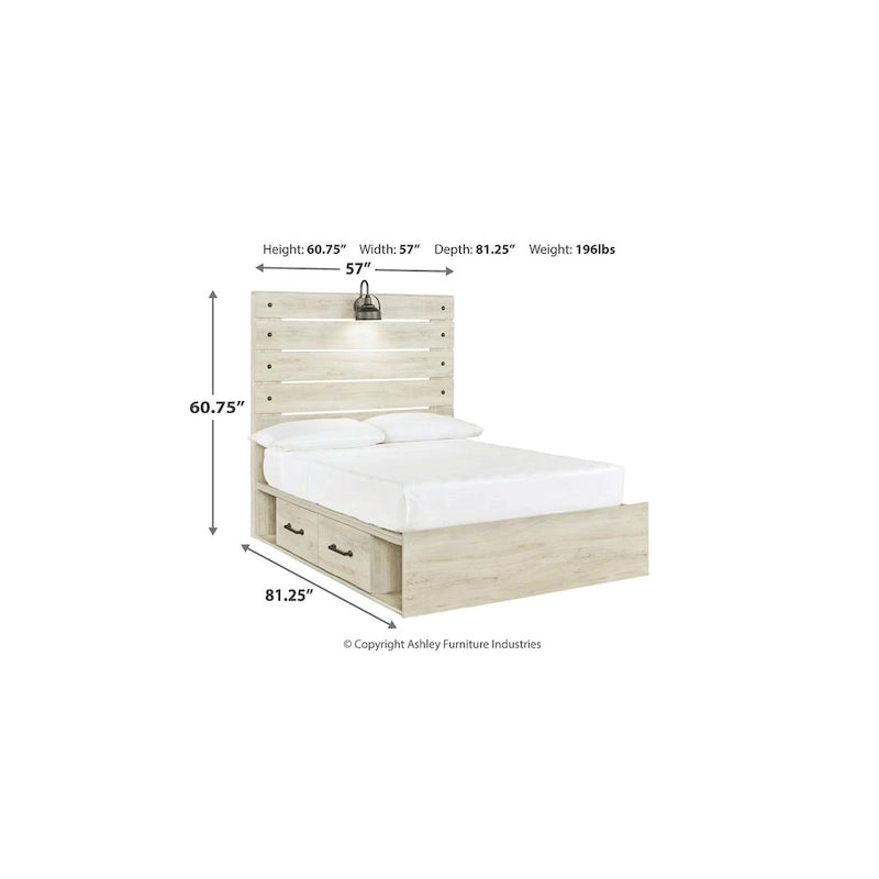 Lit-panneau blanc avec deux tiroirs de rangement sous le lit
