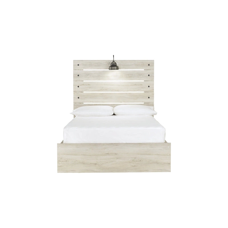 Lit-panneau blanc avec deux tiroirs de rangement sous le lit