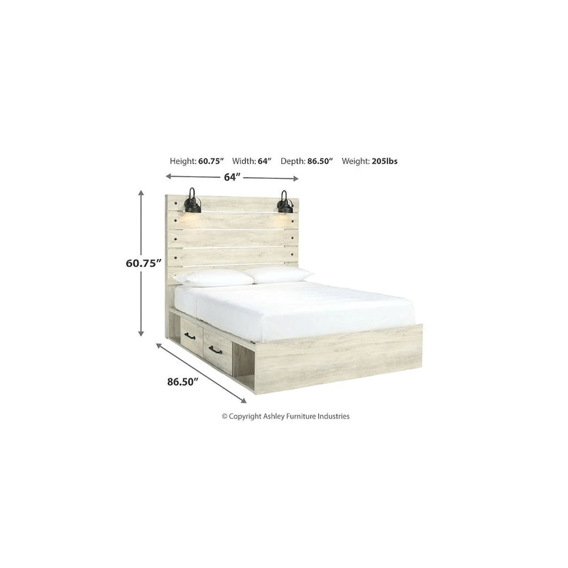 Lit-panneau blanc avec deux tiroirs de rangement sous le lit