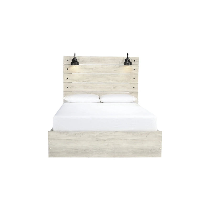 Lit-panneau blanc avec deux tiroirs de rangement sous le lit
