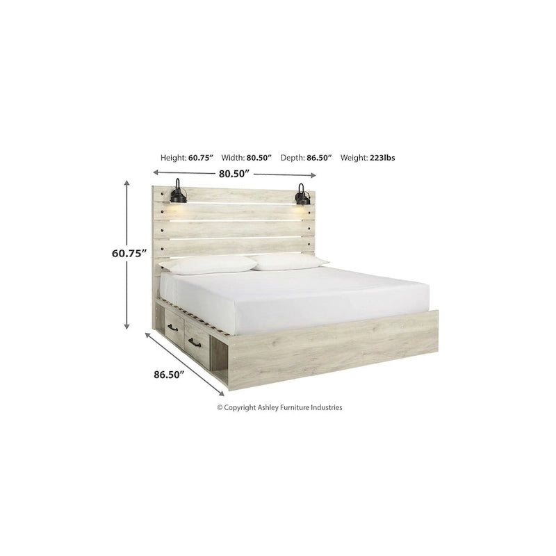 Lit-panneau blanc avec deux tiroirs de rangement sous le lit