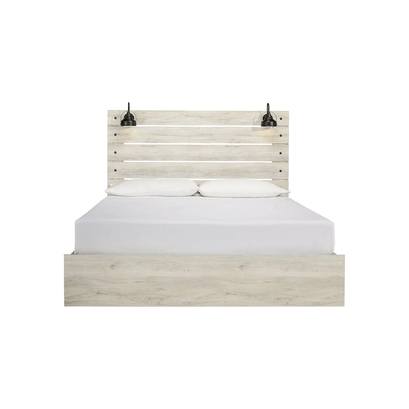 Lit-panneau blanc avec deux tiroirs de rangement sous le lit