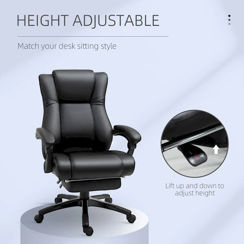Chaise de bureau de direction — Fauteuil inclinable en cuir PU épais à dossier haut