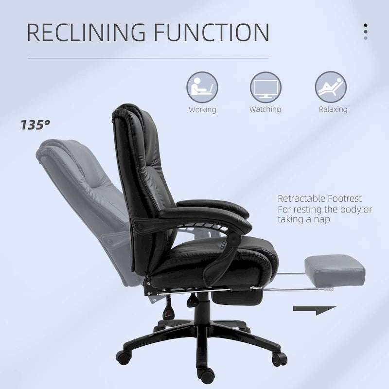Chaise de bureau de direction — Fauteuil inclinable en cuir PU épais à dossier haut
