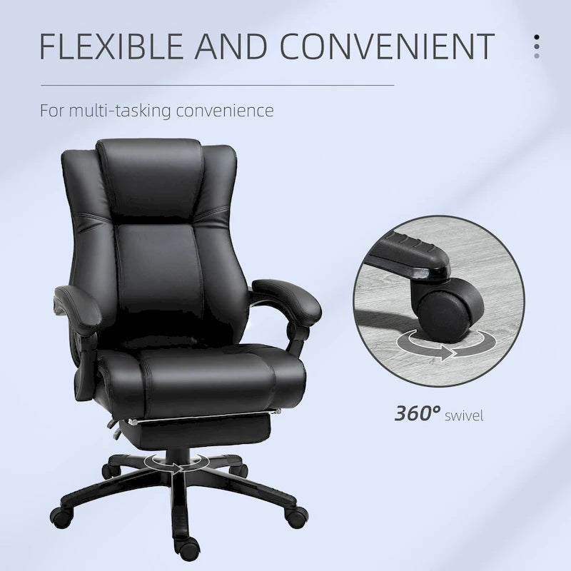 Chaise de bureau de direction — Fauteuil inclinable en cuir PU épais à dossier haut