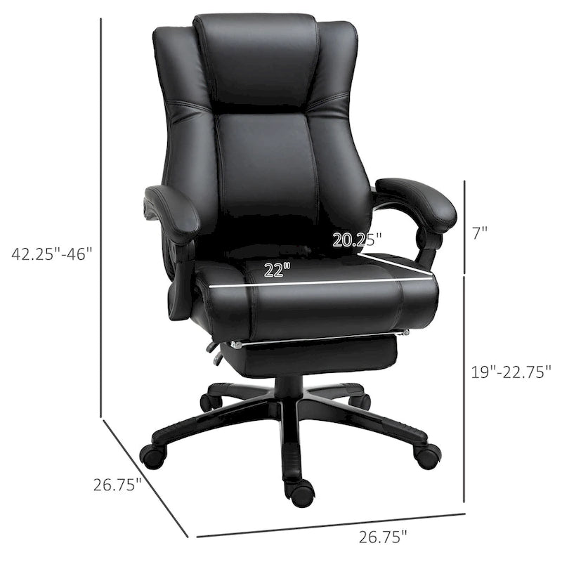 Chaise de bureau de direction — Fauteuil inclinable en cuir PU épais à dossier haut