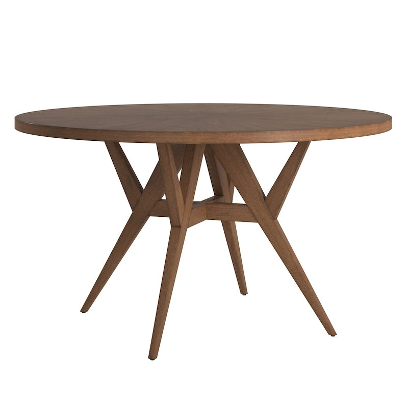 Table de salle à manger moderne ronde avec piètement en noyer, style médiéval