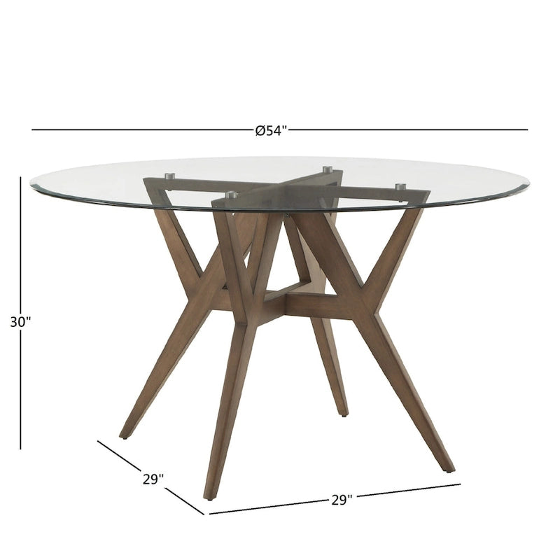 Table de salle à manger moderne ronde avec piètement en noyer, style médiéval