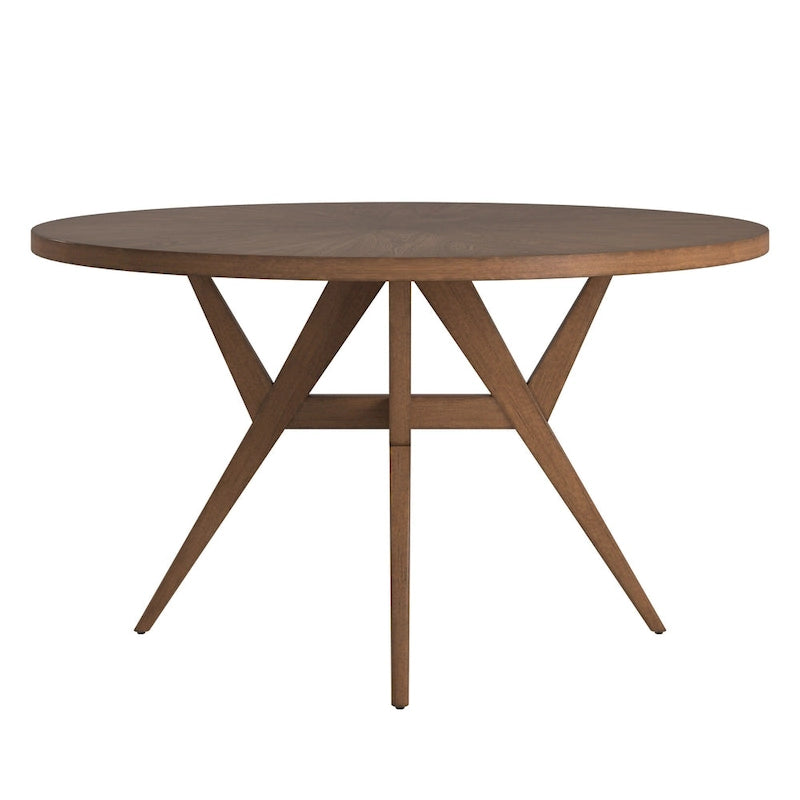 Table de salle à manger moderne ronde avec piètement en noyer, style médiéval