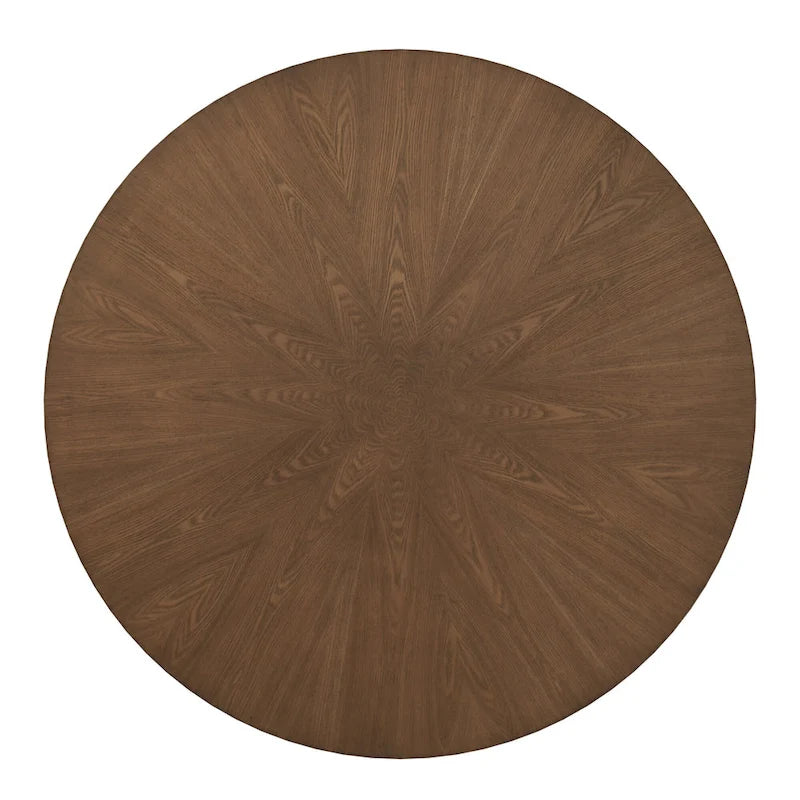 Table de salle à manger moderne ronde avec piètement en noyer, style médiéval