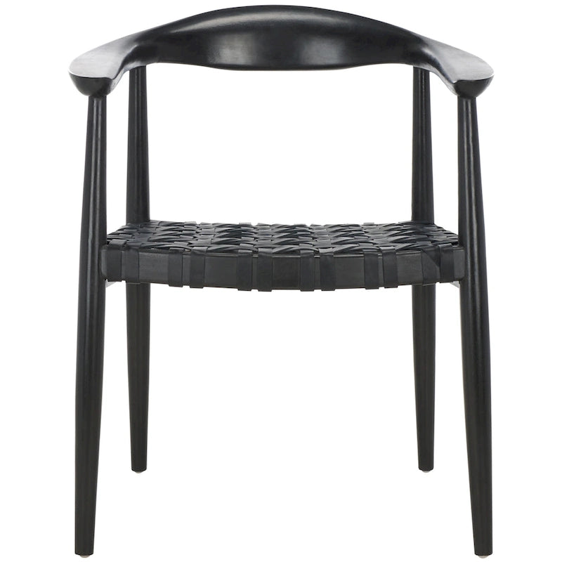 Fauteuil en cuir tressé et bois massif