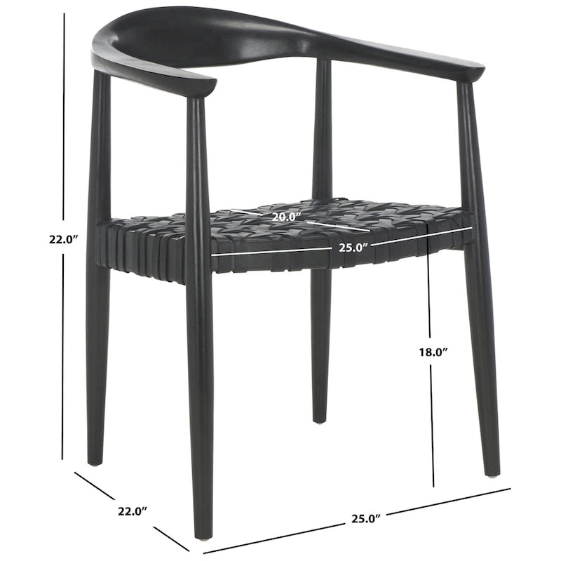 Fauteuil en cuir tressé et bois massif