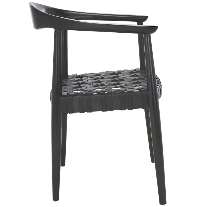 Fauteuil en cuir tressé et bois massif
