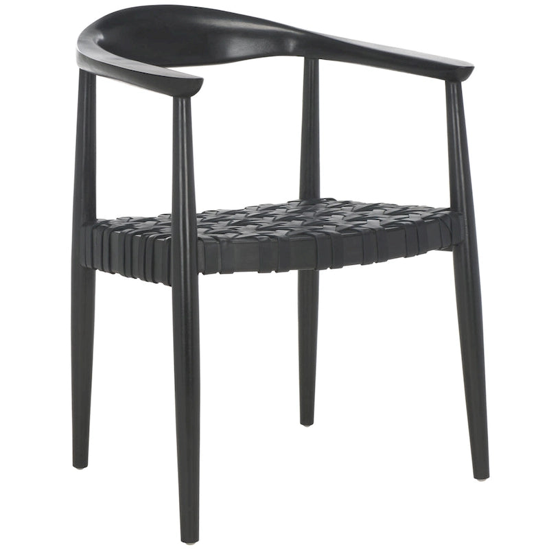 Fauteuil en cuir tressé et bois massif