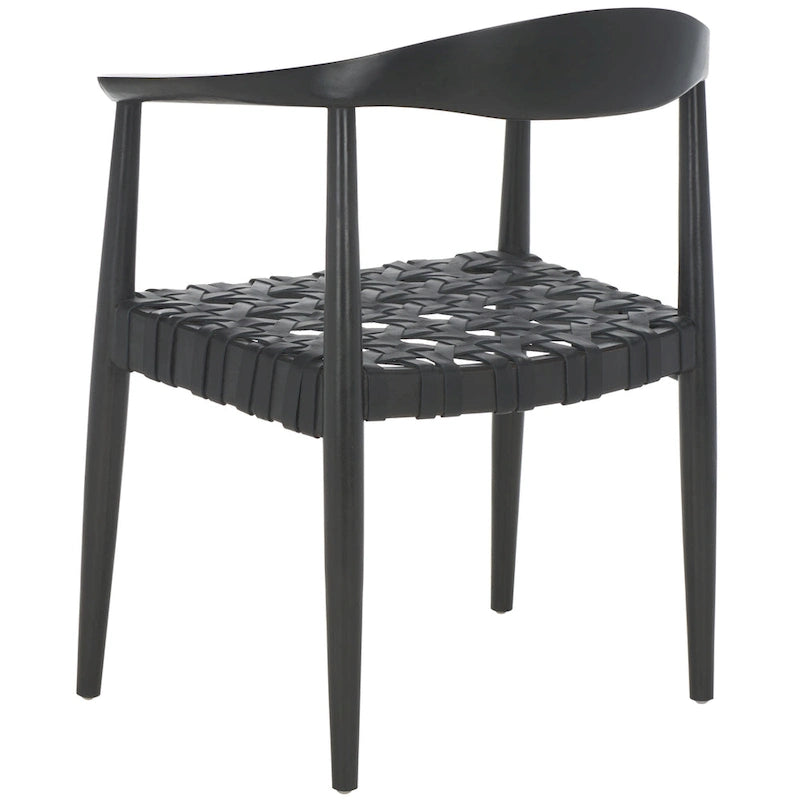Fauteuil en cuir tressé et bois massif