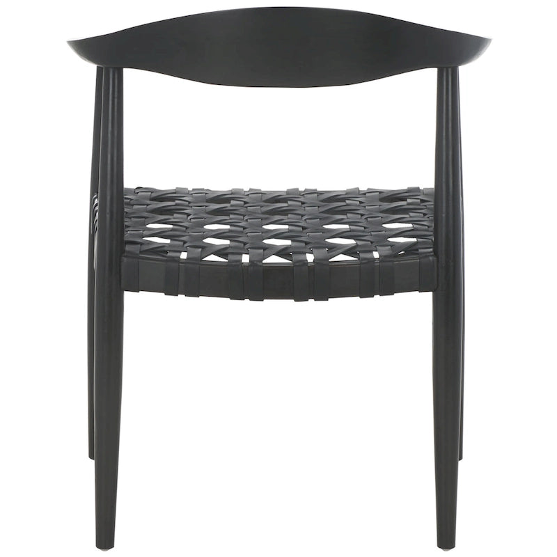 Fauteuil en cuir tressé et bois massif