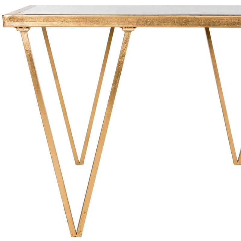 Table basse vintage à feuilles d'or