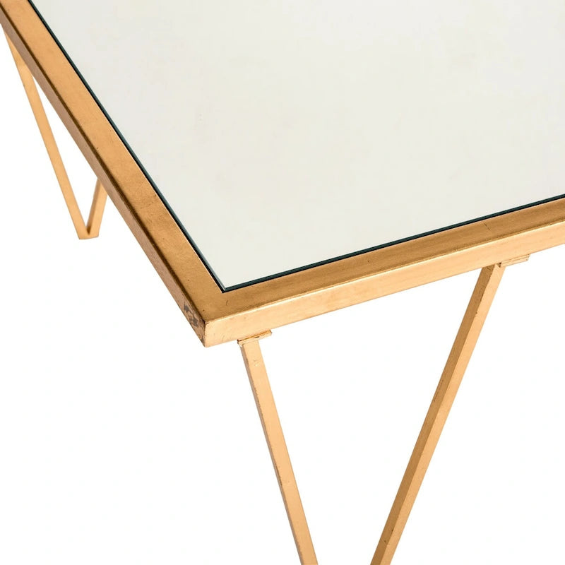Table basse vintage à feuilles d'or