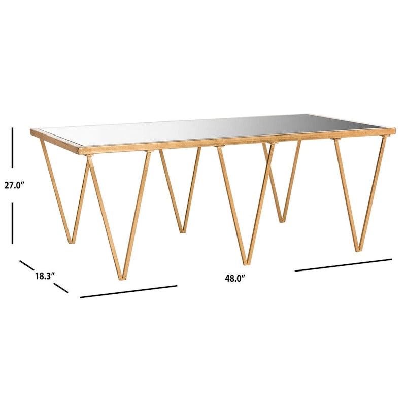 Table basse vintage à feuilles d'or