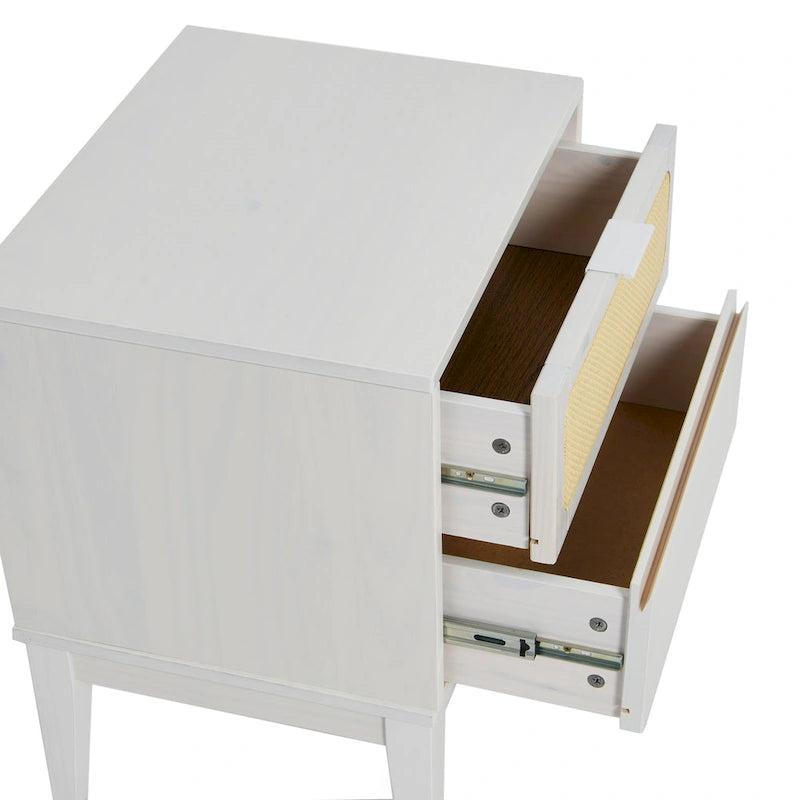 Table de chevet en bois à deux tiroirs