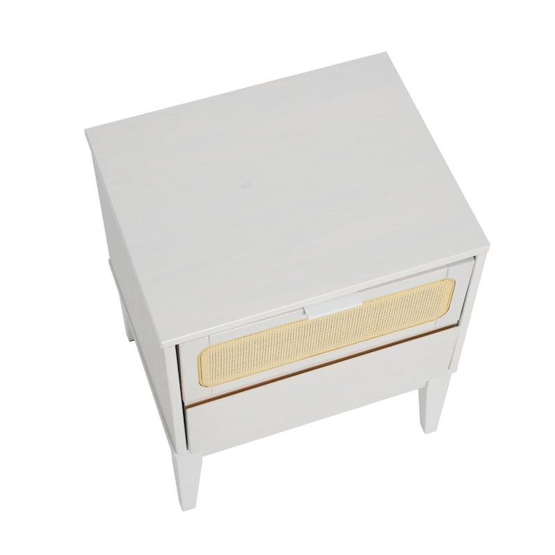 Table de chevet en bois à deux tiroirs