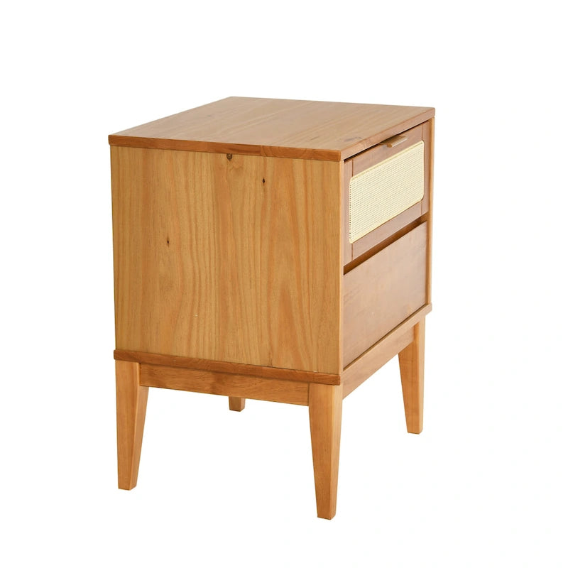 Table de chevet en bois à deux tiroirs