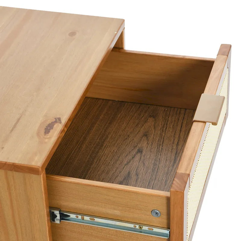 Table de chevet en bois à deux tiroirs