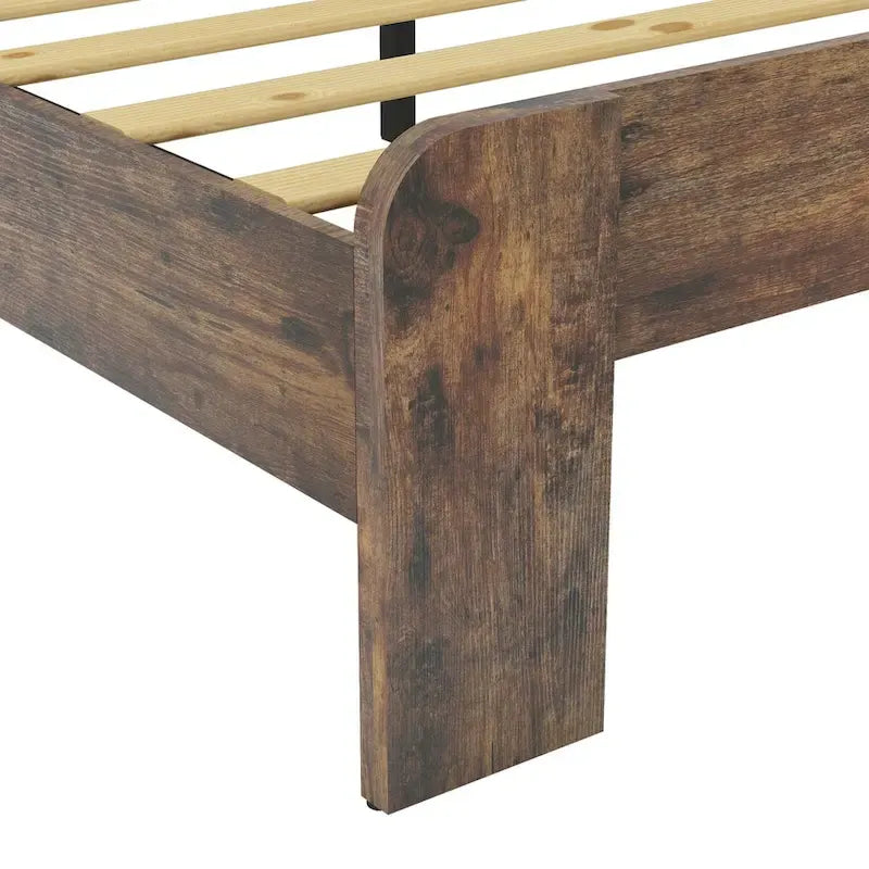 Lit plateforme en bois marron foncé de taille double pour chambre à coucher
