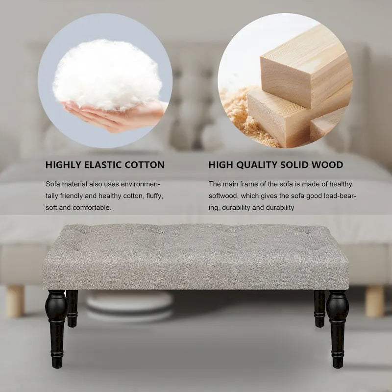 Tabouret de chevet rembourré de style français avec pieds en colonne romaine épaissie de 4 pouces