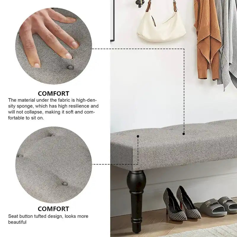 Tabouret de chevet rembourré de style français avec pieds en colonne romaine épaissie de 4 pouces