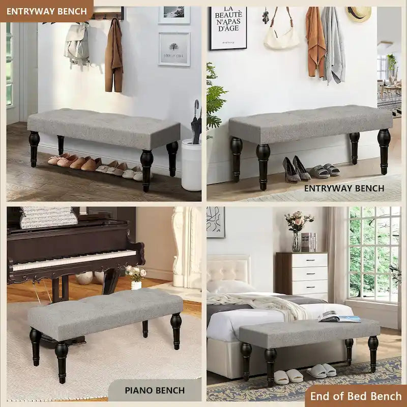 Tabouret de chevet rembourré de style français avec pieds en colonne romaine épaissie de 4 pouces