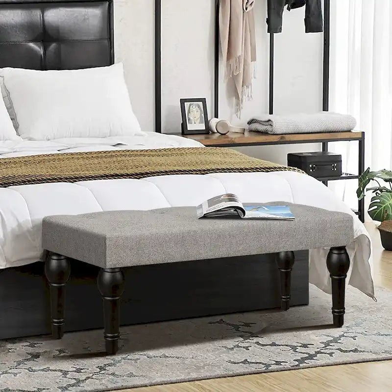 Tabouret de chevet rembourré de style français avec pieds en colonne romaine épaissie de 4 pouces