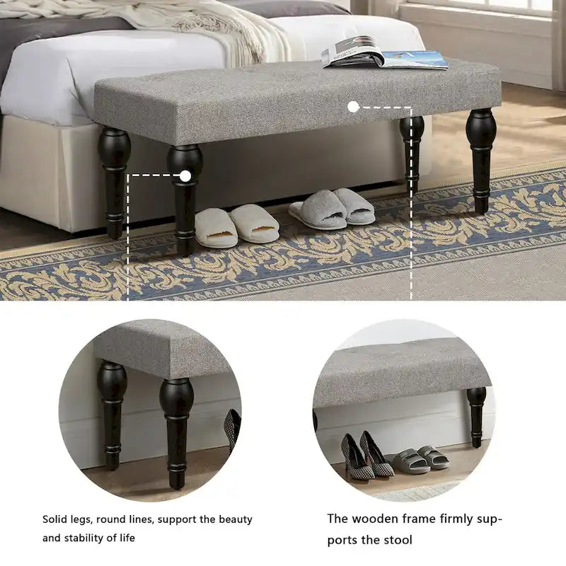 Tabouret de chevet rembourré de style français avec pieds en colonne romaine épaissie de 4 pouces