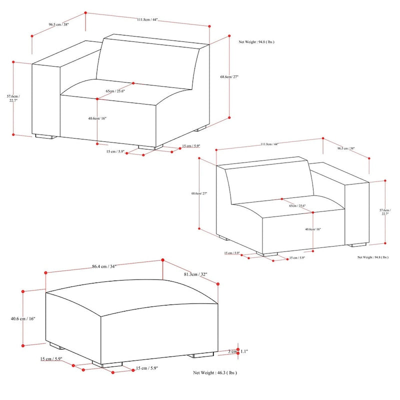 Canapé deux places modulable et pouf
