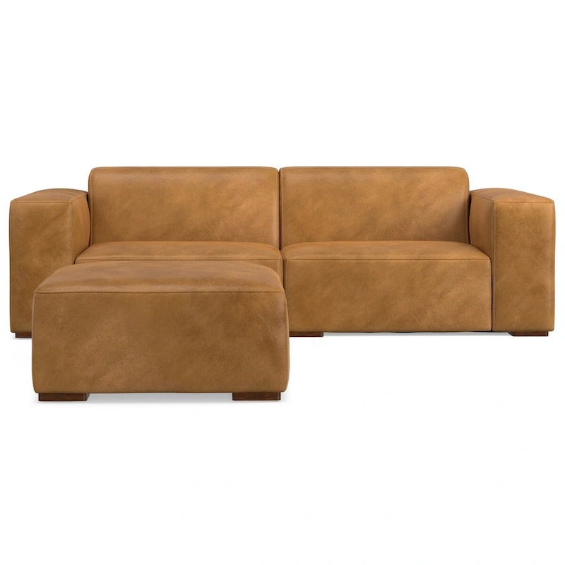 Canapé deux places modulable et pouf