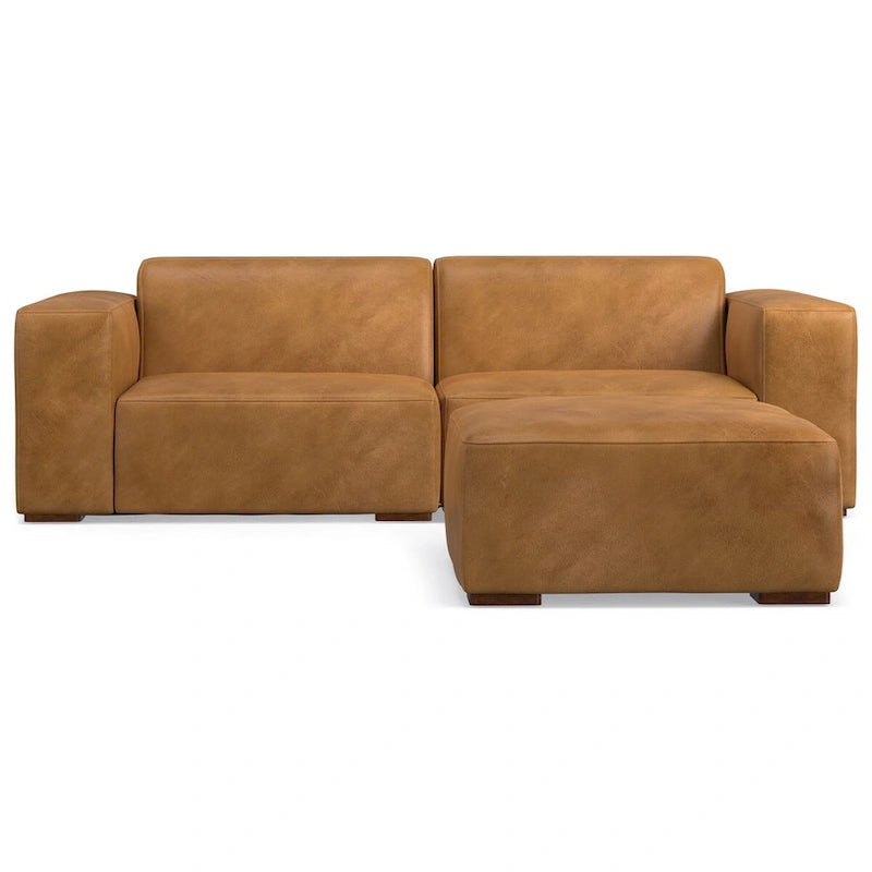 Canapé deux places modulable et pouf