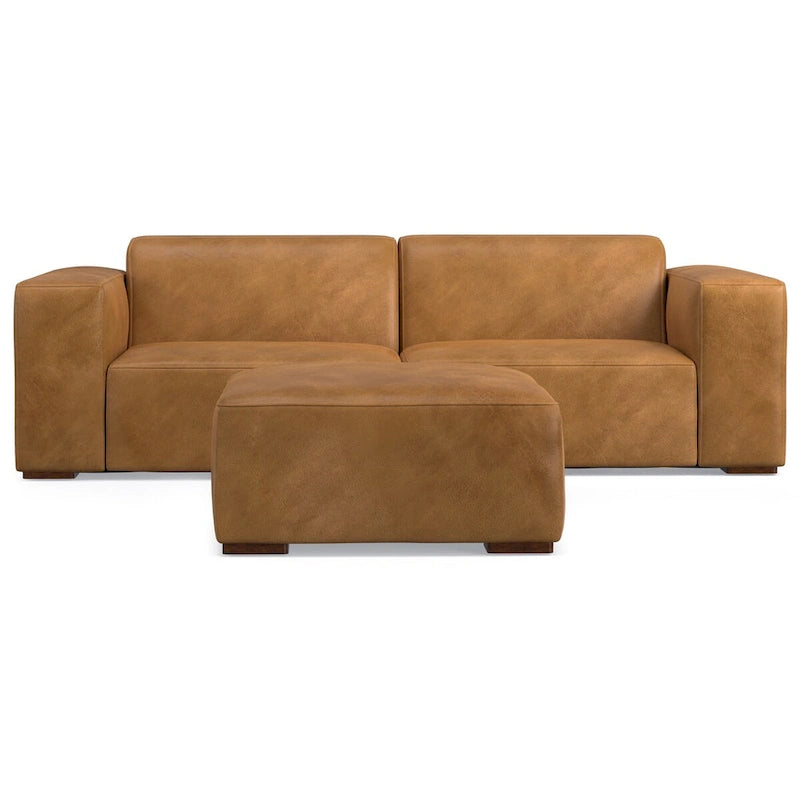 Canapé deux places modulable et pouf