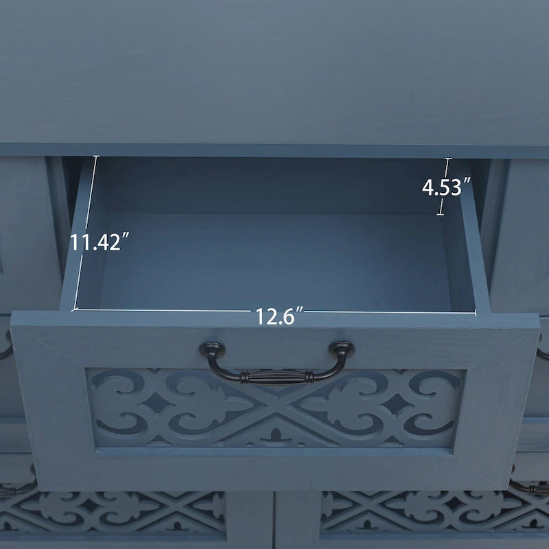 Commode à 7 tiroirs avec poignées en métal noir